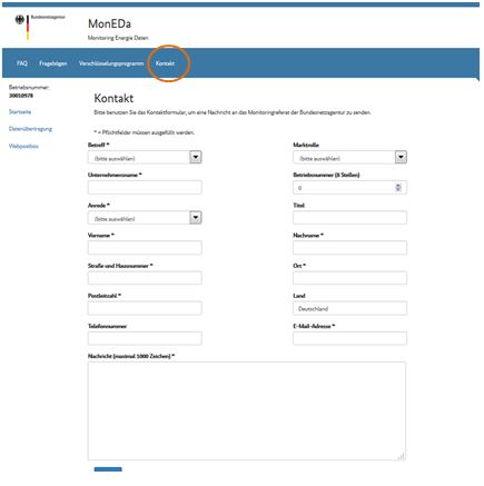 Kontaktformular in MonEDa